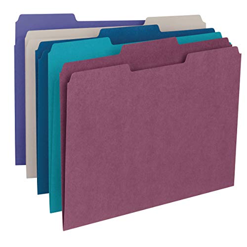 Book Cover Smead Colored File Folder, 1/3-Cut Tab, Letter Size, Assorted Jewel Tone Colors, 100 per Box (11948)