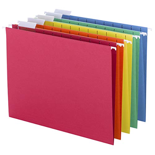 Book Cover Smead Colored Hanging File Folder with Tab, 1/5-Cut Adjustable Tab, Letter Size, Assorted Primary Colors, 25 Per Box (64059)