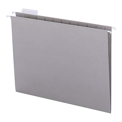 Book Cover Smead Colored Hanging File Folder with Tab, 1/5-Cut Adjustable Tab, Letter Size, Gray, 25 per Box (64063)