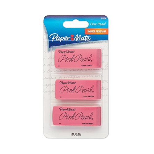 Book Cover Paper Mate Pink Pearl Erasers, Large, 3 Count