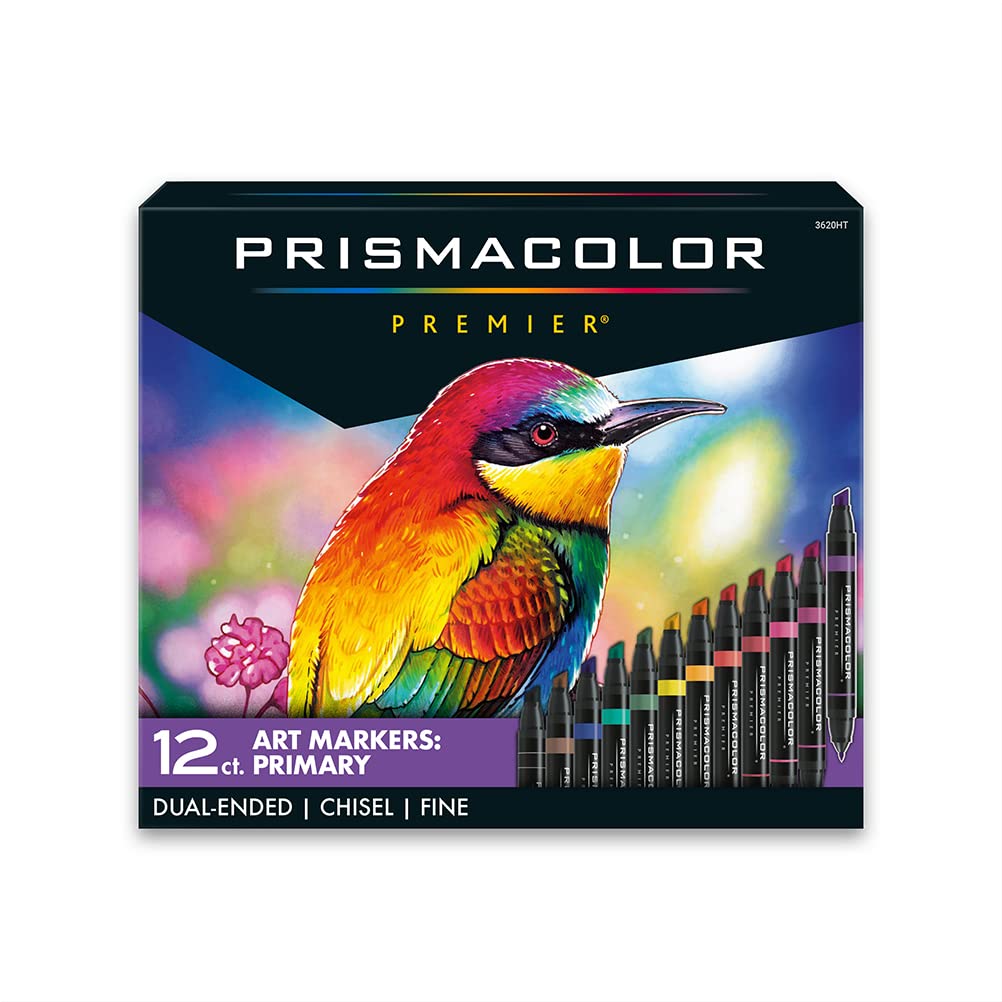 Book Cover Prismacolor Premier Double-Ended Art Markers, Fine and Chisel Tip, 12 Pack Assorted