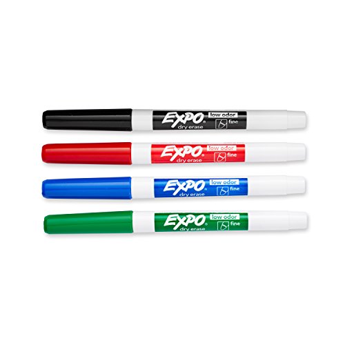 Book Cover EXPO 86074  Low-Odor Dry Erase Markers, Fine Point, Assorted Colors, 4-Count