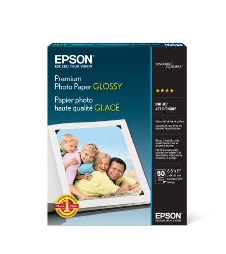 Book Cover Epson Premium Photo Paper GLOSSY (8.5x11 Inches, 50 Sheets) (S041667),White