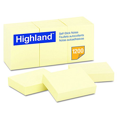 Book Cover Highland Sticky Notes, 1.5 x 2 Inches, Yellow, 12 Pack (6539)