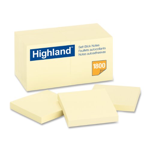 Book Cover Highland Sticky Notes, 3 x 3 Inches, Yellow, 18 Pack (6549-18)