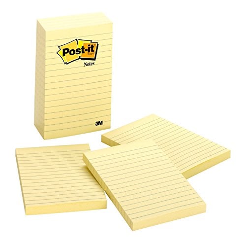Book Cover Post-it Notes, Canary Yellow, Recyclable, 4 in. x 6 in, 5 Pads/Pack, 100 Sheets/Pad (660-5PK)