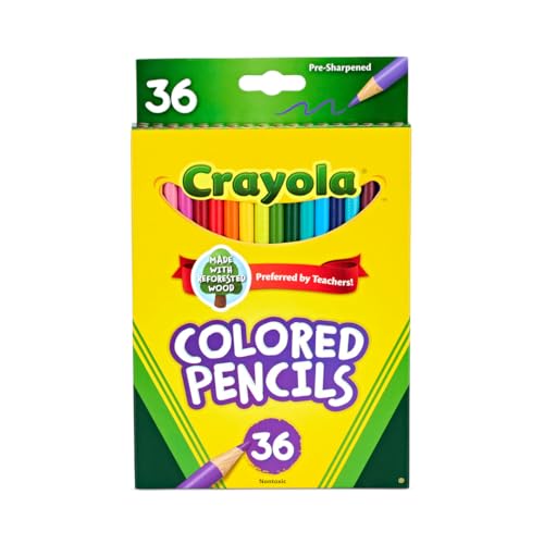 Book Cover Crayola Colored Pencil Set, School Supplies, Assorted Colors, 36 Count, Long