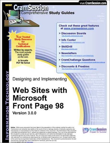 CramSession's Designing and Implementing Web Sites with Microsoft Front Page 98 : Certification Study Guide