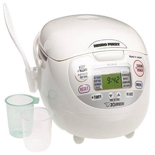 Book Cover Zojirushi NS-ZCC10 5-1/2-Cup Neuro Fuzzy Rice Cooker and Warmer, Premium White, 1.0-Liter