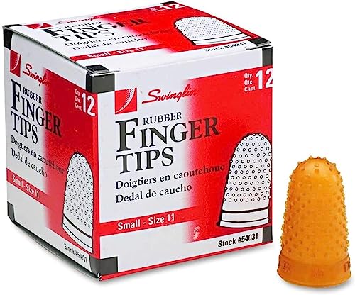 Swingline Rubber Finger Tips, Finger Cots, Small - Size 11, Amber, Finger Protector For Use with Swingline Staples & Swingline Staplers, Home Office Desktop Accessories, 12 Pack (54031)