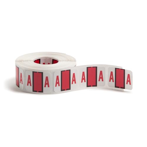 Smead BCCR Bar-Style Color-Coded Alphabetic Label, A, Label Roll, Red, 500 Labels per Roll, (67071)