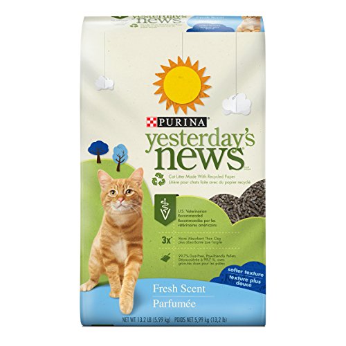 Book Cover Purina Yesterday's News Non Clumping Paper Cat Litter, Fresh Scent Low Tracking Cat Litter - 13.2 lb. Bag