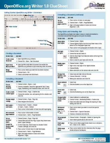 OpenOffice.org Writer 1.1.1 ClueSheet (ClueSheets for OpenOffice 1.1.1)