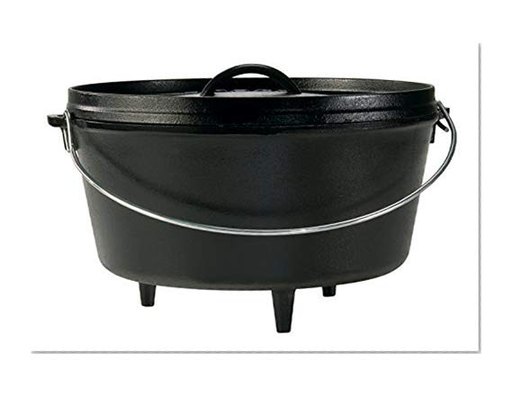 Book Cover Lodge 8 Quart Camp Dutch Oven. 12 Inch Pre Seasoned Cast Iron Pot and Lid with Handle for Camp Cooking