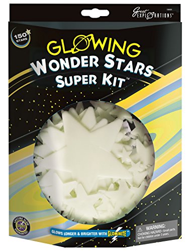 Book Cover Great Explorations Wonder Stars Super Kit Glow In The Dark Ceiling Stars 150Piece In 4 Sizes Reusable Adhesive Putty & Constellation Star Map Lifetime Glow Guarantee