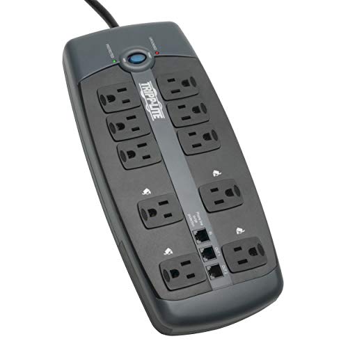 Tripp Lite TLP1008TEL 10 Outlet Surge Protector Power Strip, 8ft Cord, Tel/DSL Protection, RJ11, & Dollar 150,000 Insurance Silver 10 Outlets Phone