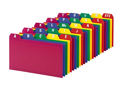 Book Cover Oxford Poly Index Card Guide Set, 3 x 5 Inches, A-Z, 1/5 Inch Cut Tabs, Assorted Colors, 25 per Set (73153)