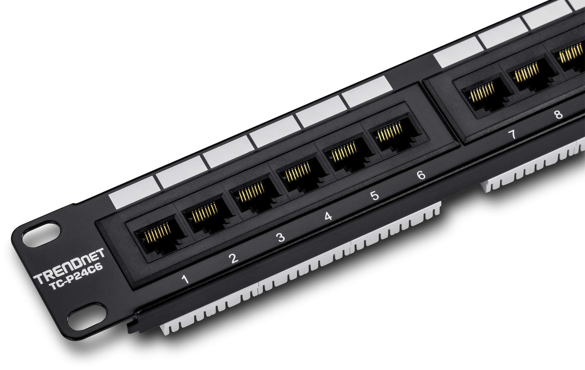 Book Cover TRENDnet 24-Port Cat6 Unshielded Patch Panel, Wallmount or Rackmount, Compatible with Cat3,4,5,5e,6 Cabling, For Ethernet, Fast Ethernet, Gigabit Applications, Black, TC-P24C6 Rack Mount