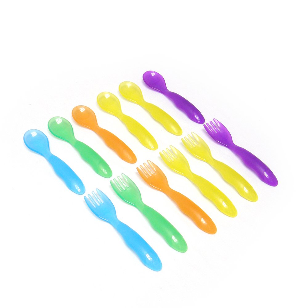 Book Cover The First Years Take & Toss Toddler Fork And Spoon Flatware, Colors May Vary