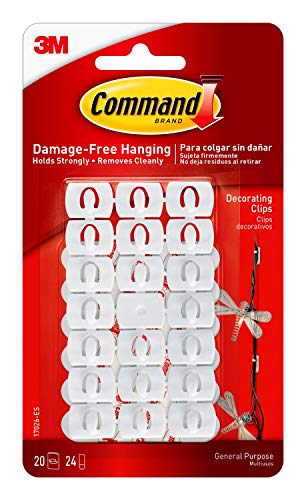 Book Cover Command Small Decorating Clips, White, 20-Clips, 24-Strips, Decorate Damage-Free