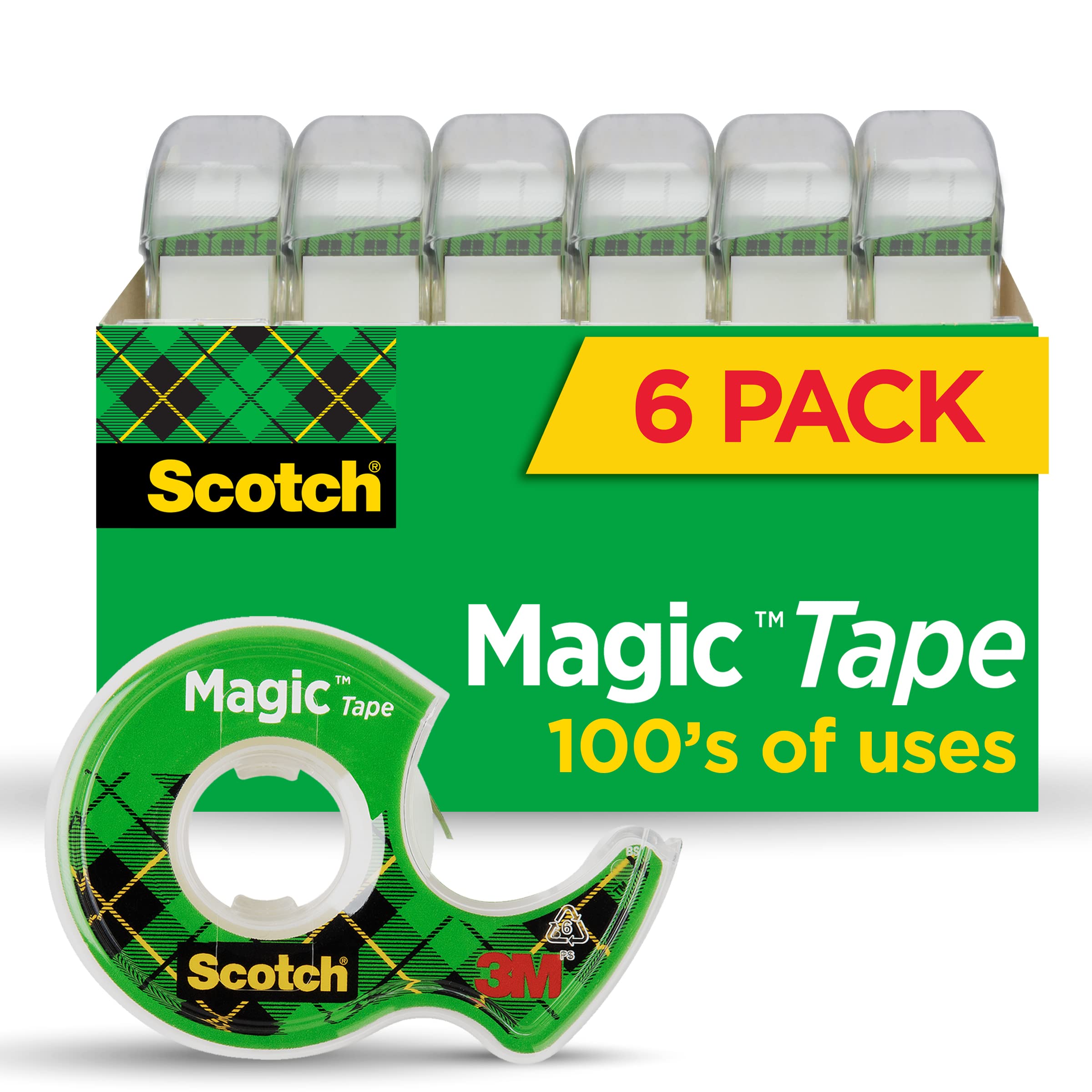 Book Cover Scotch Magic Invisible Tape, 3/4 in x 650 in, 6 Dispensers/Pack