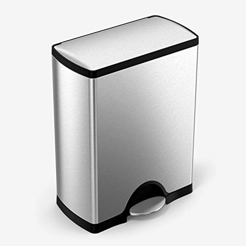 Book Cover simplehuman 50 Liter / 13.2 Gallon Rectangular Kitchen Step Trash Can, Brushed Stainless Steel