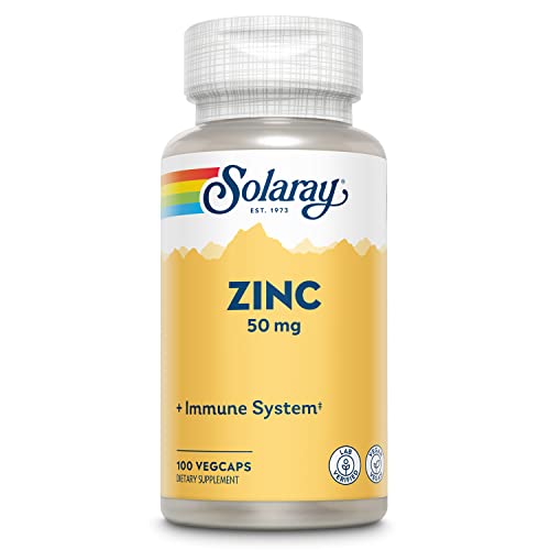 Book Cover Solaray Zinc 50mg Immune Support Supplement, Bioavailable Chelated Zinc Capsules, Cellular Health and Immune System Formula with Pumpkin Seed, Vegan, 60-Day Money Back Guarantee, 100 Serv, 100 VegCaps