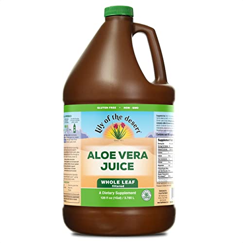 Book Cover Lily of the Desert Aloe Vera Juice - Whole Leaf Filtered Aloe Vera Drink, Non-GMO Aloe Juice with Natural Vitamins, Digestive Enzymes for Gut Health, Stomach Relief, Wellness, Glowing Skin, 128 Fl Oz