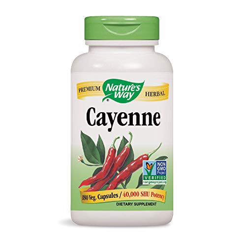 Book Cover Nature's Way Cayenne 40,000 SHU Potency, 180 Vegetarian Capsules (Packaging May Vary)