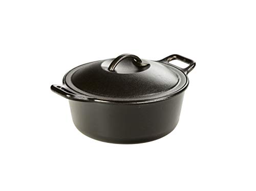 Book Cover Lodge Pro-Logic 4 Quart Cast Iron Dutch Oven. Pre-Seasoned Pot with Self-Basting Lid and Easy Grip Handles