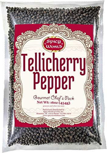 Book Cover Spicy World Whole Black Peppercorns Tellicherry 16 Oz - Steam Sterilized -Non-GMO Black Pepper - Grinder Refill