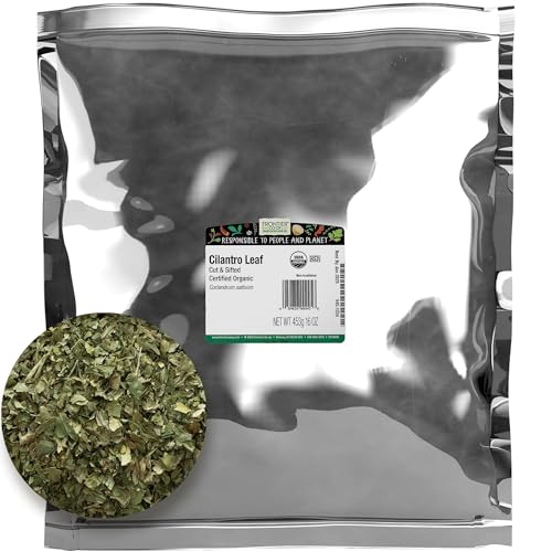 Frontier Co-op Organic Cilantro Leaf, Cut and Sifted, 1lb Bulk Bag - Dried Cilantro Seasoning - Perfect for Tea, Soups, Sauces, Salsa and More - Kosher