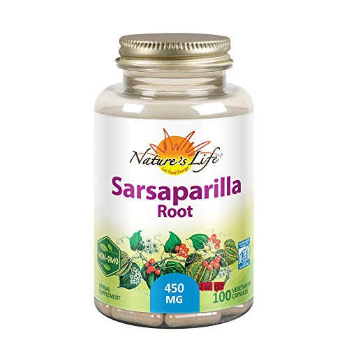 Nature's Life Sarsaparilla Root 450 | Energy and Mood Support | Joint and Skin Health Formula, Non-GMO, 100ct, 100 Serv.