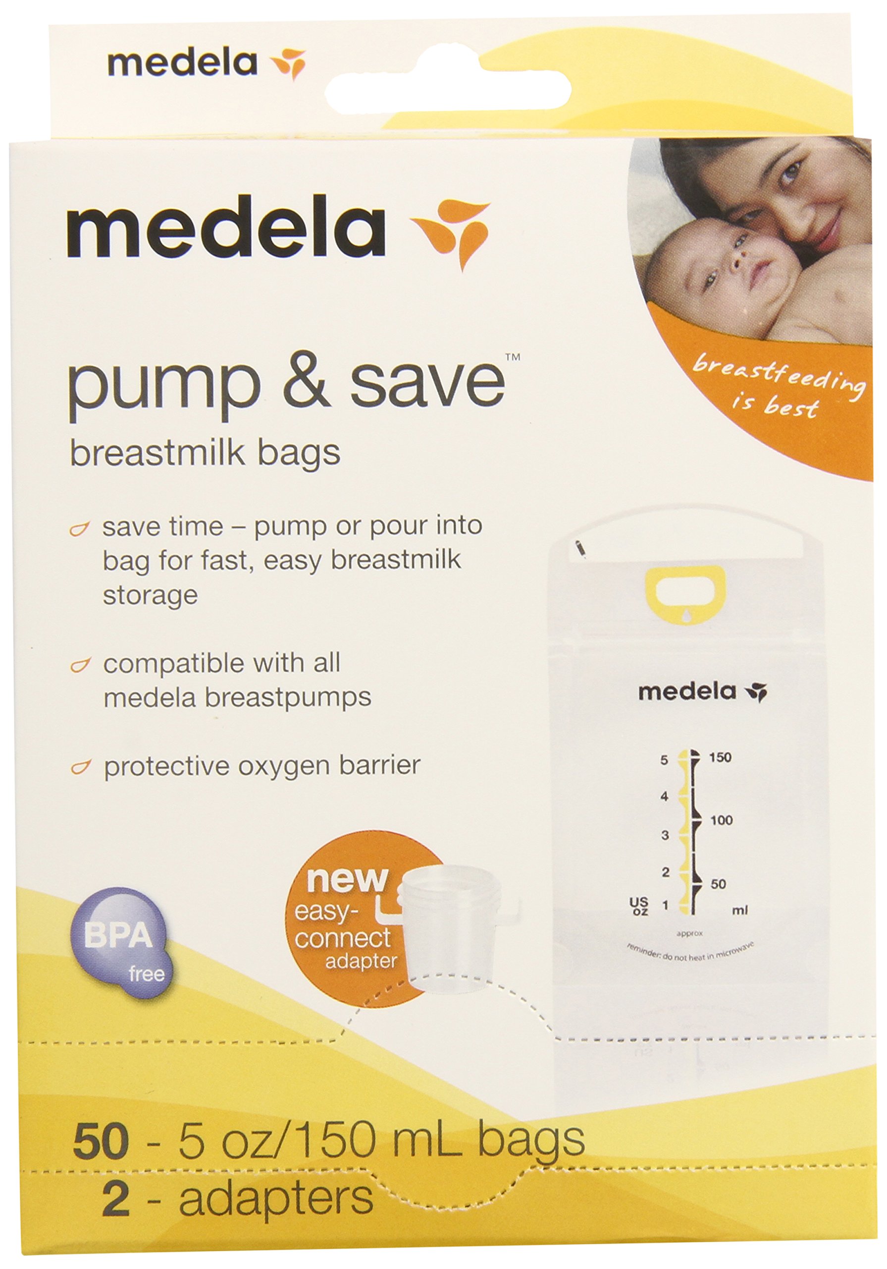 Book Cover Medela Pump and Save Breast Milk Bags, 50 Count 50 Count (Pack of 1)