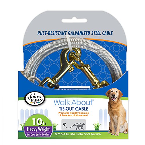 Four Paws Heavy Duty Dog Cable, 10-Foot Large Dog Tie Out Cable, Silver