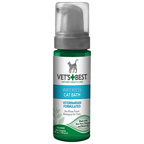 Vet's Best Waterless Cat Bath | No Rinse Waterless Dry Shampoo for Cats | Natural Formula | 4 Ounces