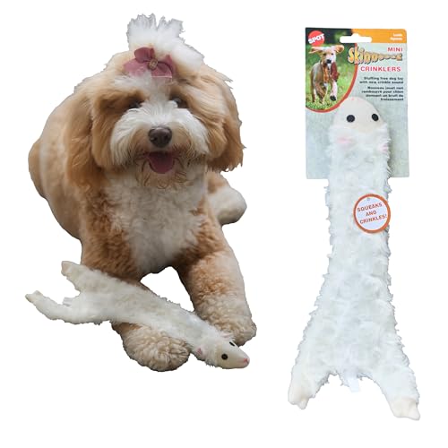 SPOT Skinneeez Crinklers | Stuffless Dog Toys with Squeaker For Small Dogs | Crinkle Toy For Small Puppies | 14" | Lamb Design | By Ethical Pet