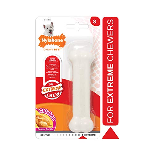 Nylabone Dura Chew Regular Chicken Flavored Bone Dog Chew Toy, Small/Regular - Up to 25 lbs. (NCF102P)