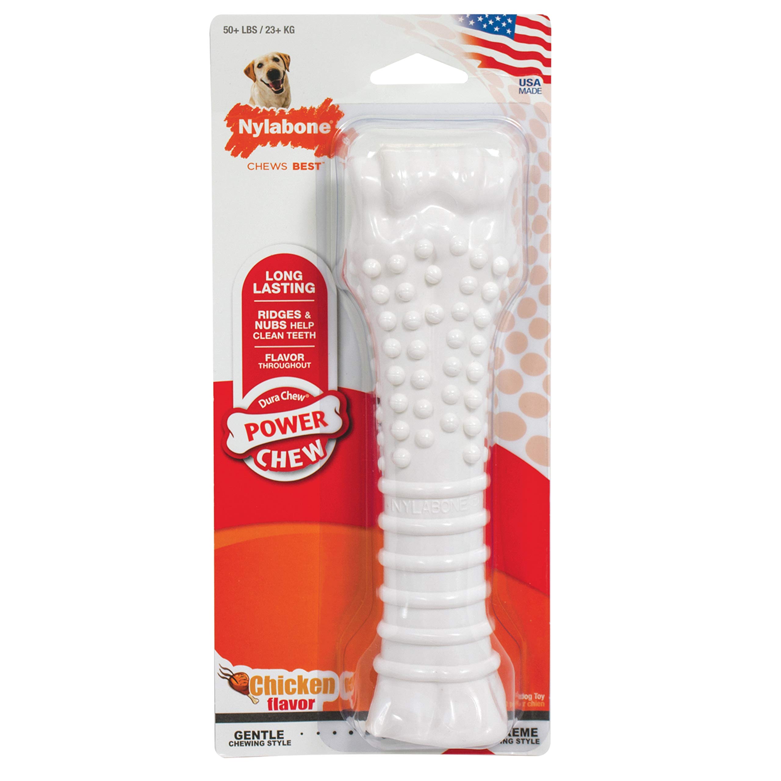 Nylabone Power Chew Flavored Durable Chew Toy for Dogs Chicken X-Large/Souper (1 Count) Chicken X-Large 50+ lbs.
