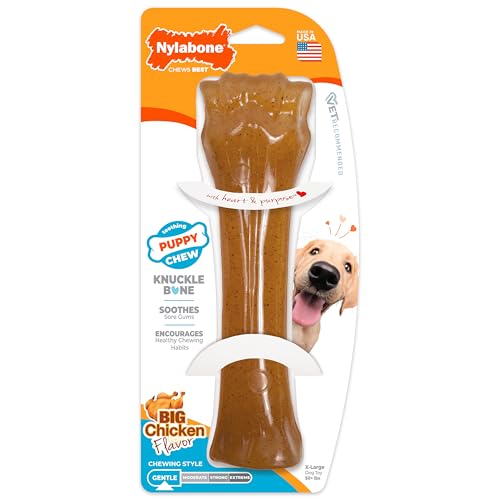Nylabone Gentle Puppy Dog Teething Chew Toy Bone, Chicken Flavour, Extra Large, for Puppies 23 kg+