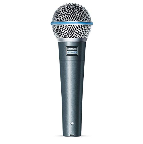 Shure BETA 58A Vocal Microphone - Single Element Supercardioid Dynamic Mic for Stage and Studio, Includes A25D Adjustable Stand Adapter, 5/8” to 3/8” (Euro) Thread Adapter and Storage Bag