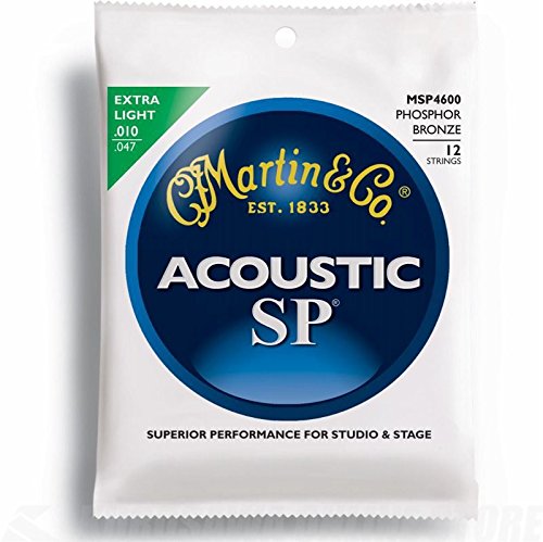 Martin SP Acoustic 12-String Set: Phosphor Bronze Guitar Strings Extra Light MSP4600 .010 - .047
