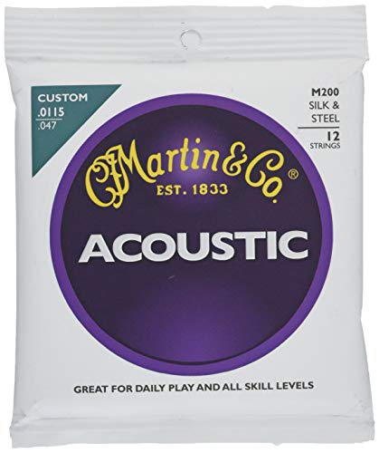 Martin M200 Silk & Steel 12-String Folk Guitar Strings, Extra Light