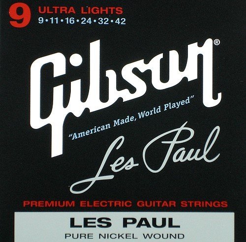 Gibson Les Paul Premium Electric Guitar Strings, Ultra Light Gauge 9-42