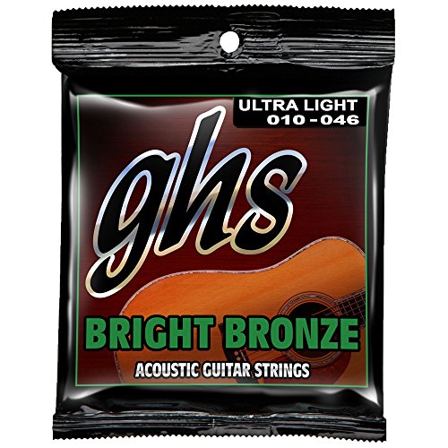 GHS Strings BB10U Bright Bronze, 80/20 Copper-Zinc Alloy, Acoustic Guitar Strings, Ultra Light (.010-.046)