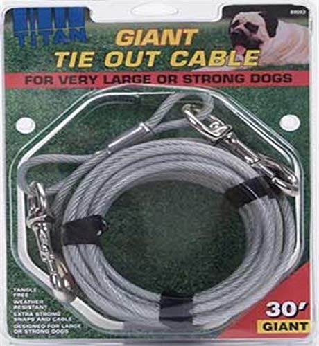 Titan Giant Cable 30-Feet Long Dog Tie Out, Silver