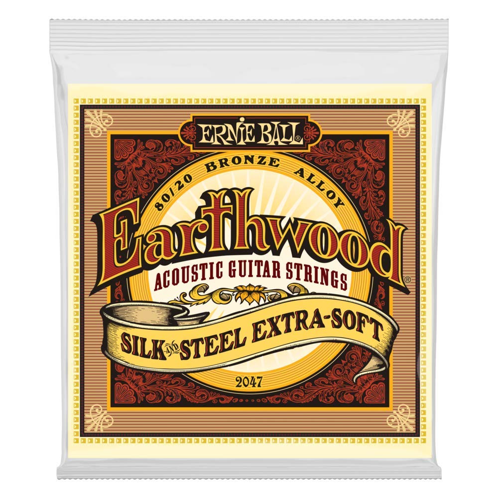 Ernie Ball Earthwood Silk and Steel Extra-Soft Acoustic Guitar Strings, 10-50 Gauge (P02047) Extra-Soft (10-50) Guitar Strings Single Pack