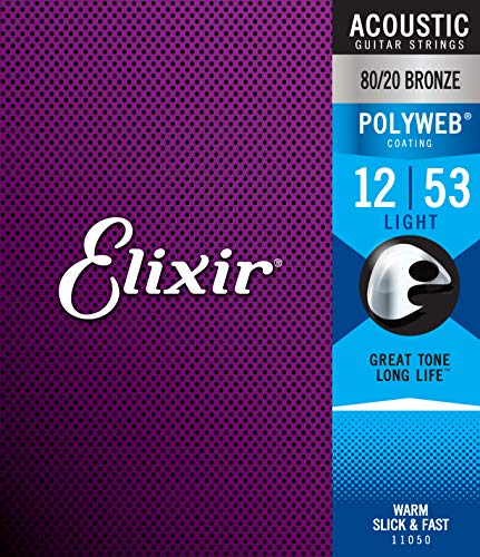 Book Cover Elixir Strings 80/20 Bronze Acoustic Guitar Strings w POLYWEB Coating, Light (.012-.053)