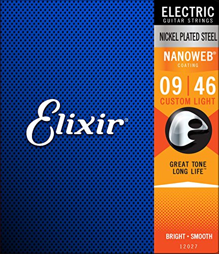 Book Cover Elixir Strings Electric Guitar Strings w NANOWEB Coating, Custom Light (.009-.046)