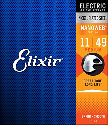 Book Cover Elixir Strings Electric Guitar Strings w NANOWEB Coating, Medium (.011-.049)